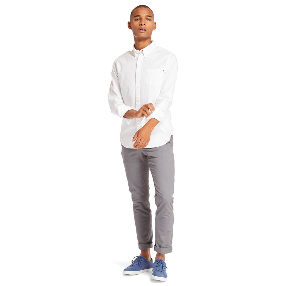Camisa Masculino - Timberland Long Sleeve Stretch Oxford - ITFJR0263 - Branco